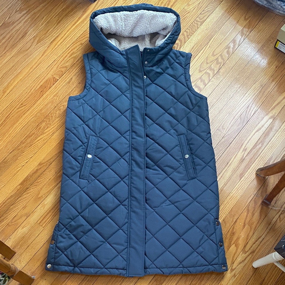 Vero Moda Blue Quilted Vest with Hood